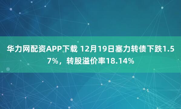 华力网配资APP下载 12月19日塞力转债下跌1.57%，转股溢价率18.14%